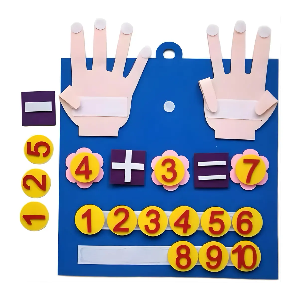 Brinquedo Didático Montessori Placa Feltro Alfabetização Numérica | Feltro macio atóxico com peças em velcro reforçado e mãos articuladas para introdução à matemática infantil