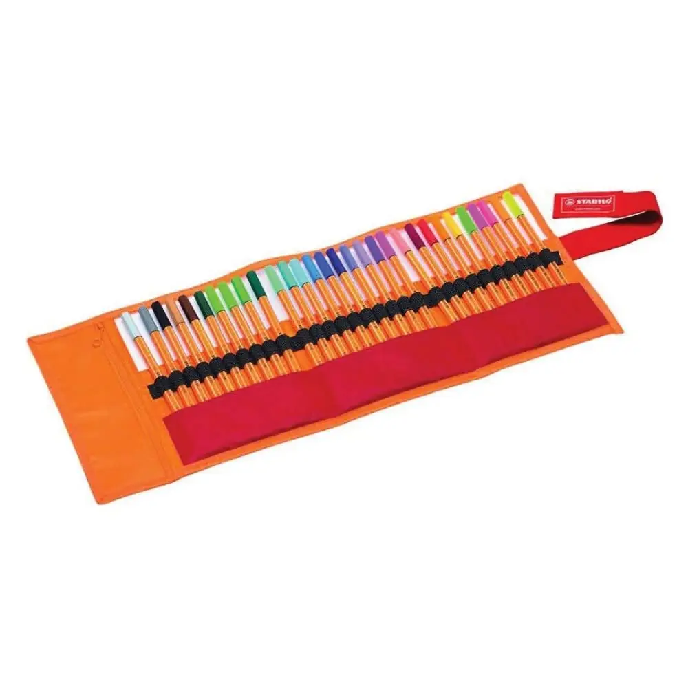 STABILO point 88 Caneta Ponta Fina – Estojo nylon com 30 unidades – Em 25 cores + 5 cores neon