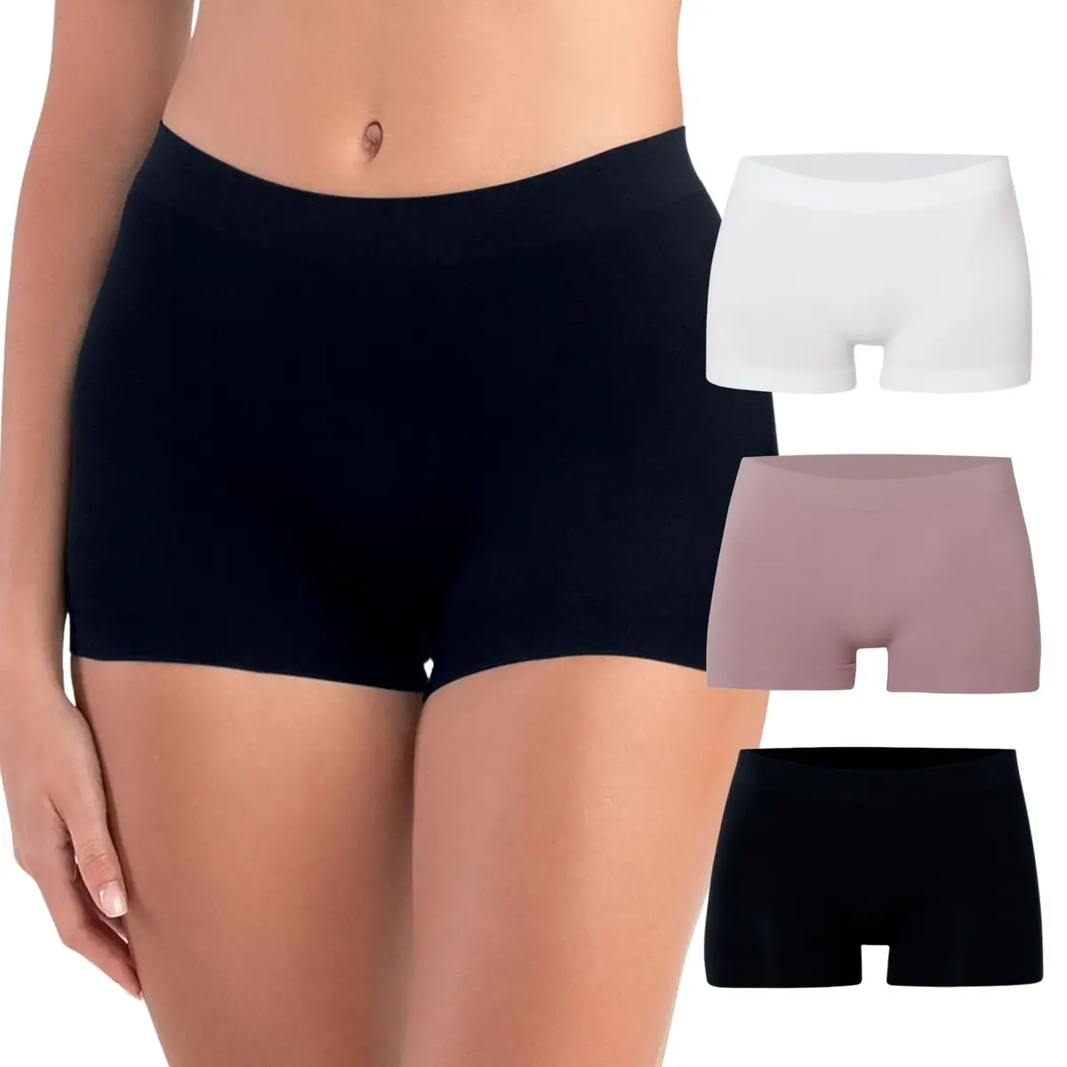 Kit 3 Calcinha Boxer Short Sem Costura Cueca Feminina She by Mash Segunda Pele Anágua