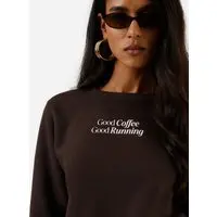 blusa feminina de moletom good coffee marrom