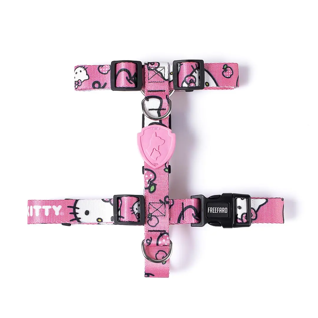 FreeFaro - Peitoral H Hello Kitty - M | Ajustável, Poliéster Resistente, Fecho Seguro com 4 Pontos, Tecnologia inTransfer para Cores Vivas – Diversos Tamanhos