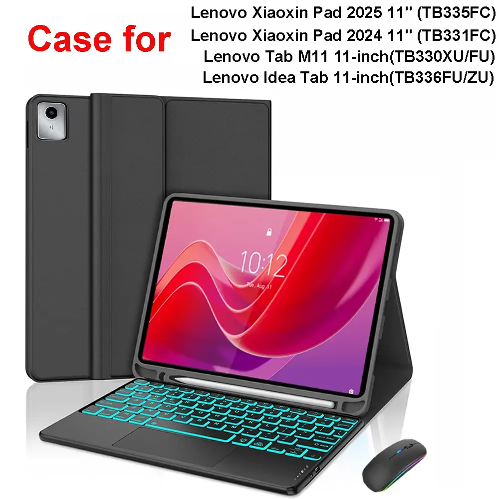 Capa para lenovo tab m11 11 polegadas, capa de teclado bluetooth para xiaoxin pad 11 em 2024/2025, para lenovo idea tab 11 capa de suporte inteligente - 1