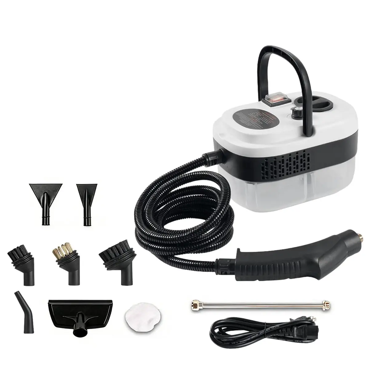 220V Vaporeto de Limpeza,1.2L Mop a Vapor Elétrico,Limpador a Vapor Portátil 2500W,O limpador a Vapor é Usado para limpeza e Aquece Rapidamente em 15 Segundos,Estofados,Azulejos,Cortinas Branco