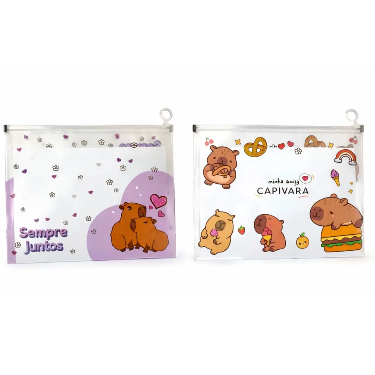 Kit 2 Pastas para Documentos Estampa Capivara, Desenhos Sortidos, 32,5cm x 25cm
