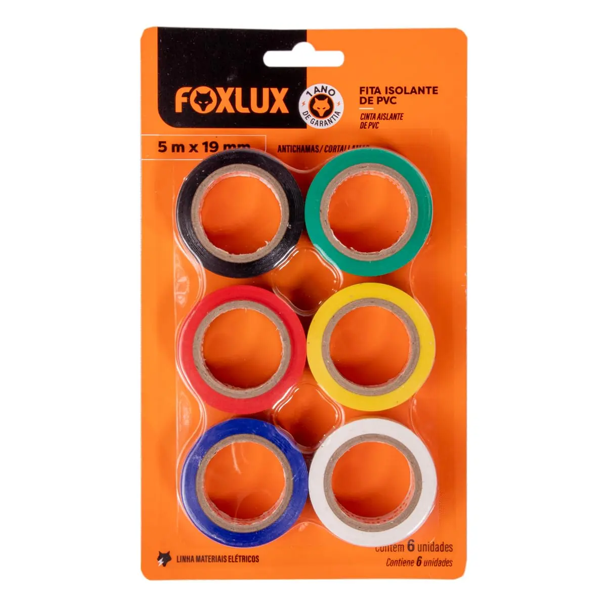 Foxlux Fita Isol. 5 Mts - Cores - Blister C/6 - 1