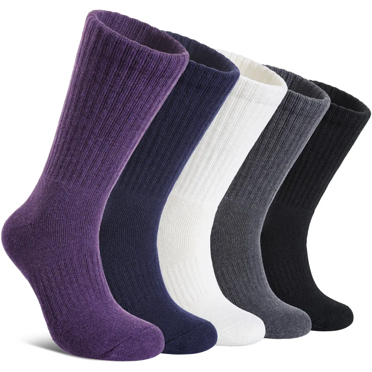 DYW Meias de lã Merino para caminhada para mulheres e homens, meias térmicas quentes de inverno com almofada para trabalho, 5 pares