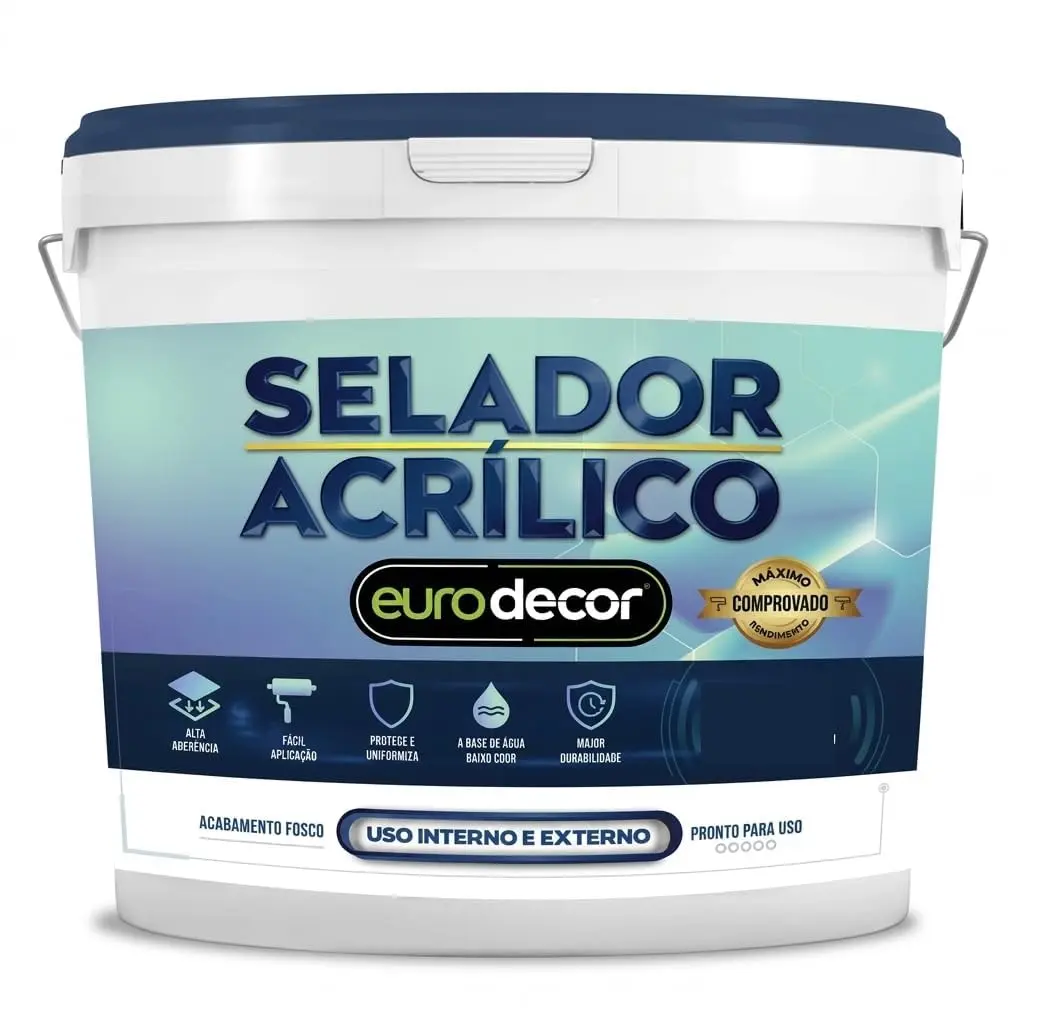 Selador Acrílico Branco 3,6L Prepara Superfícies Melhora Fixação da Tinta | Indicado para alvenaria, paredes e fachadas, ajudando a selar a superfície antes do acabamento final.