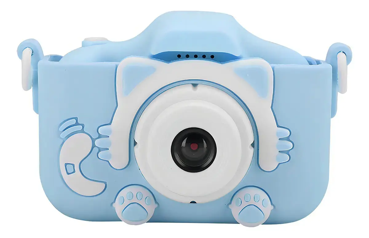 Câmera Infantil Digital Gatinho Máquina Fotográfica Capa Anti Queda Filma Jogos