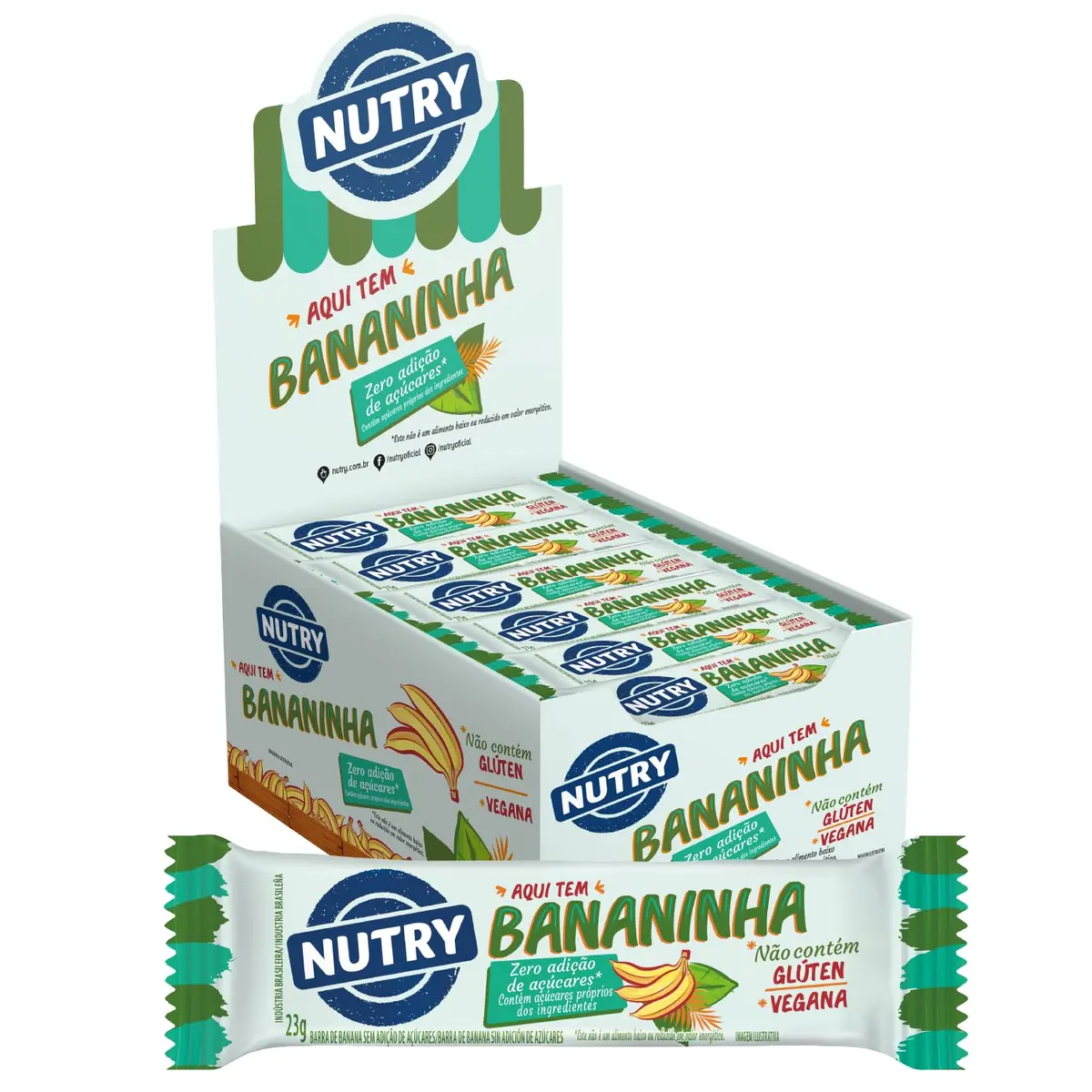 Nutry Barra de Fruta Bananinha Zero 23g - Display | Com 24 Unidades, Vegana, Sem Glúten e Zero Adição de Açúcares