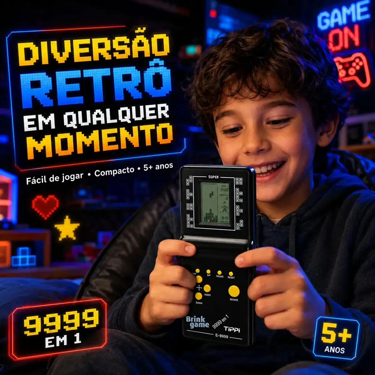 KIT 2 Mini Video Games Portáteis 9999 Em 1 Retrô Clássico Tela LCD Brinquedo Retrô Infantil E Adulto game Portátil Kizumba thumbnail 2