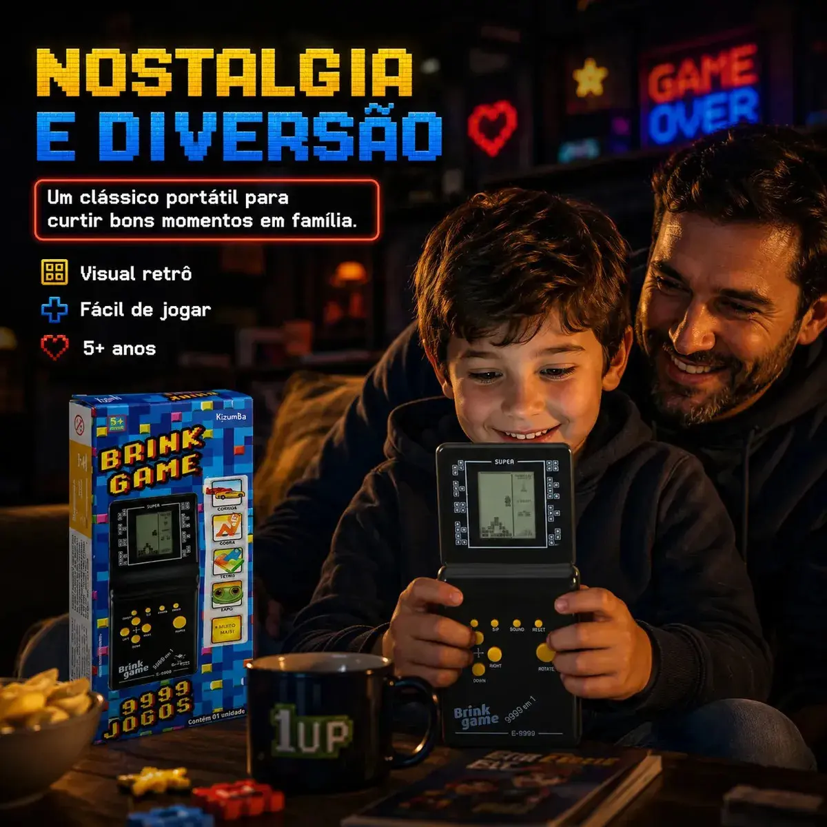 KIT 2 Mini Video Games Portáteis 9999 Em 1 Retrô Clássico Tela LCD Brinquedo Retrô Infantil E Adulto game Portátil Kizumba thumbnail 3