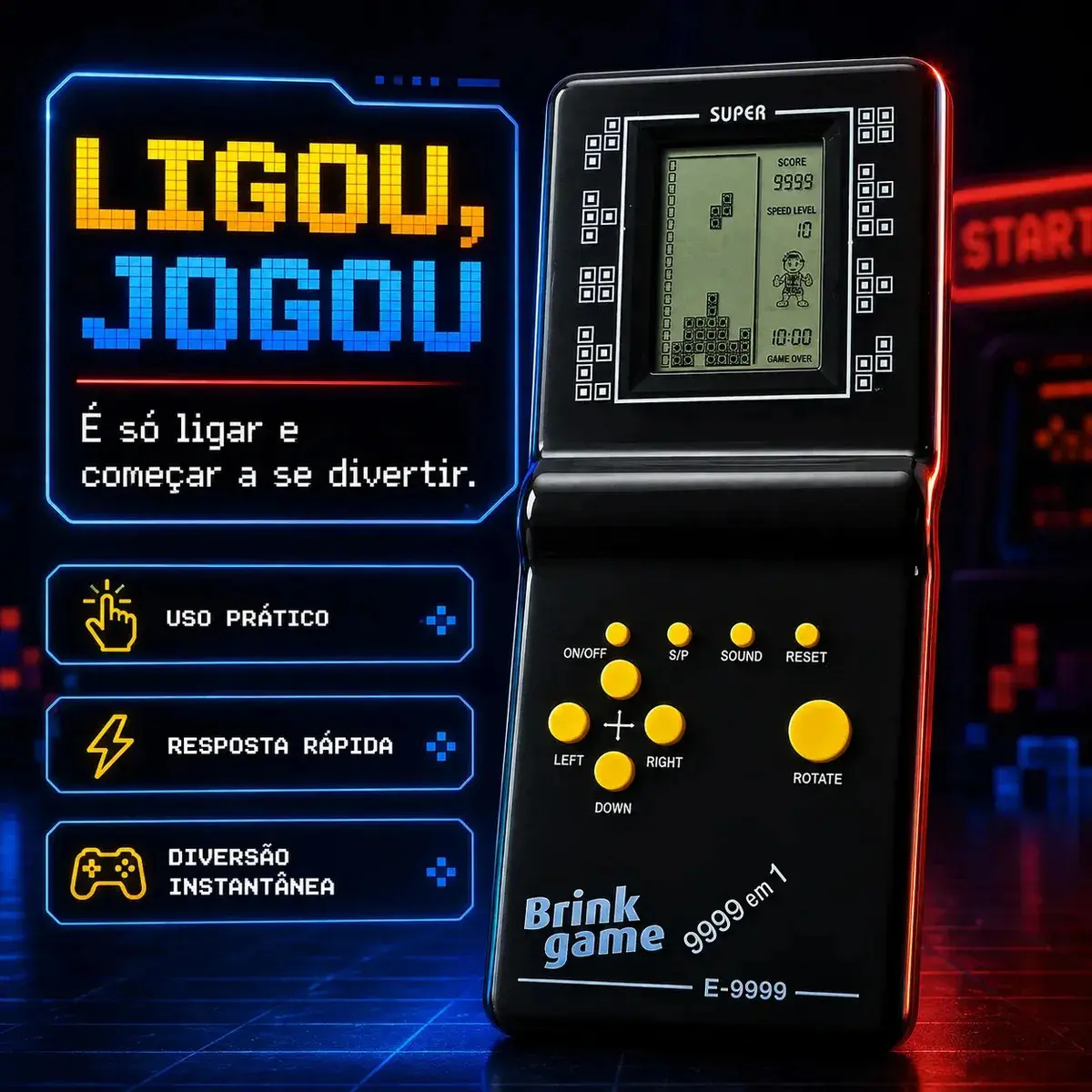 KIT 2 Mini Video Games Portáteis 9999 Em 1 Retrô Clássico Tela LCD Brinquedo Retrô Infantil E Adulto game Portátil Kizumba thumbnail 4