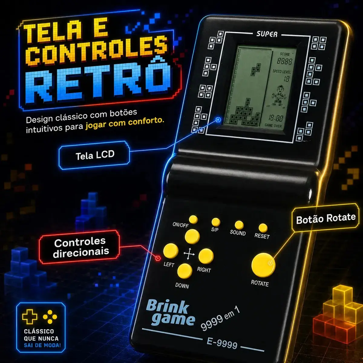 KIT 2 Mini Video Games Portáteis 9999 Em 1 Retrô Clássico Tela LCD Brinquedo Retrô Infantil E Adulto game Portátil Kizumba thumbnail 5