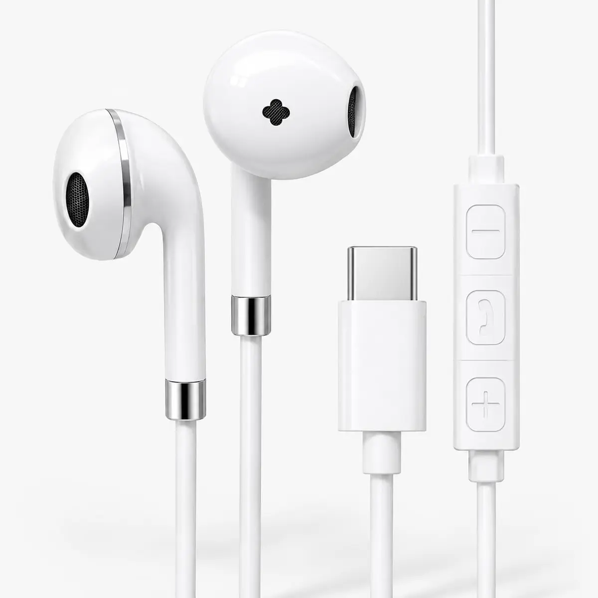 Fone de Ouvido com Fio USB-C Intra-Auricular - Microfone Integrado | Cabo Resistente 1,2 m, Som Estéreo, Controle de Volume, Compatível para Celulares e Tablets Tipo C, , Confortável