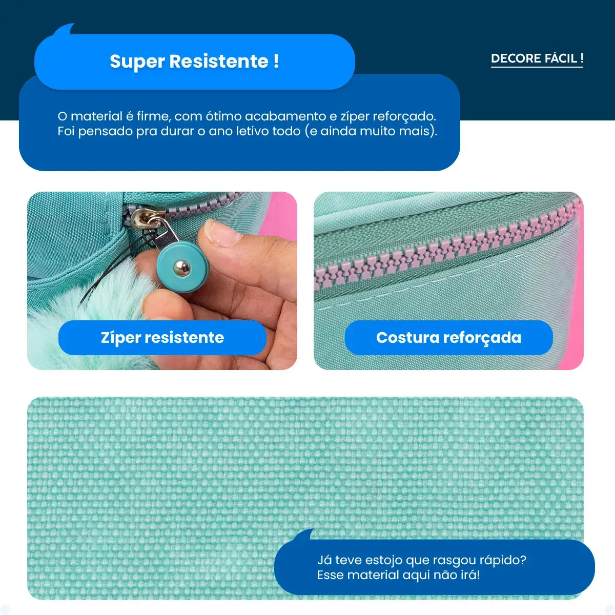 Estojo Box Organizador Escolar Com Divisórias Multifuncional 24 Elásticos Lápis Caneta 100 Pens Masculino Feminino Decore Fácil ! Verde thumbnail 6
