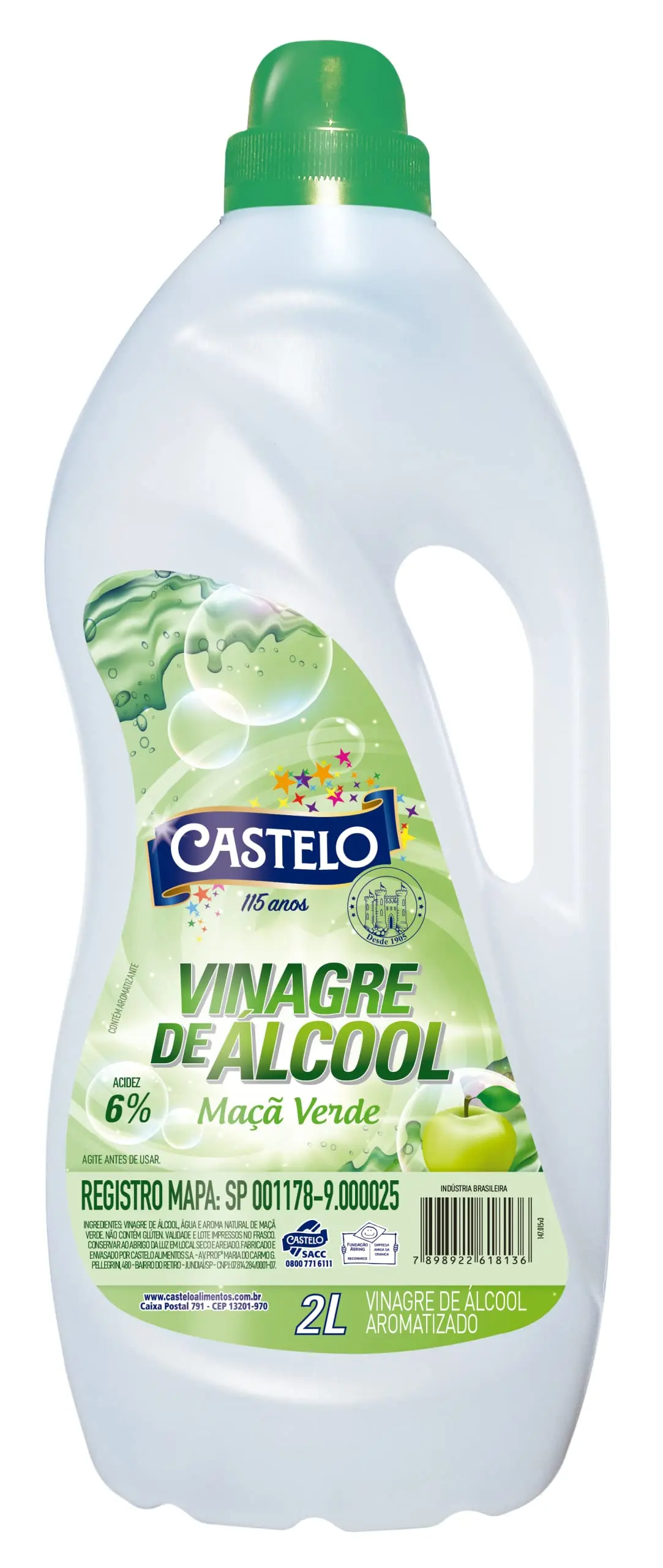 Vinagre de Álcool Aromatizado Maçã Verde 6% Castelo 2l