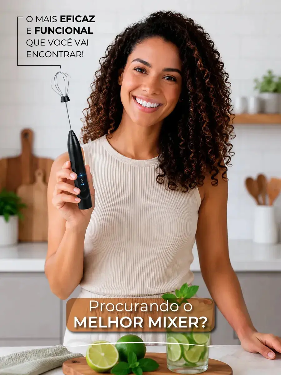 Mini Mixer Elétrico Misturador De Bebidas 2 Em 1 Portátil Fue Recarregável Mexedor De Ovos Whey Leite Café Espuma Shake Drinks Capuccino E Várias Bebidas Homeroarte Preto thumbnail 2