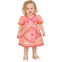 Infantil - Vestido e Calcinha Borbolistras Alphabeto Laranja Laranja