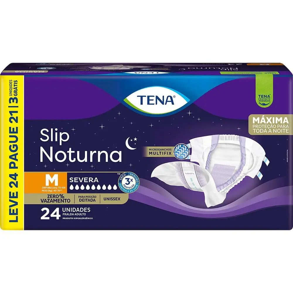 Tena Slip Noturna Fralda Adulto M Leve 24 Pague 21 unidades - 1