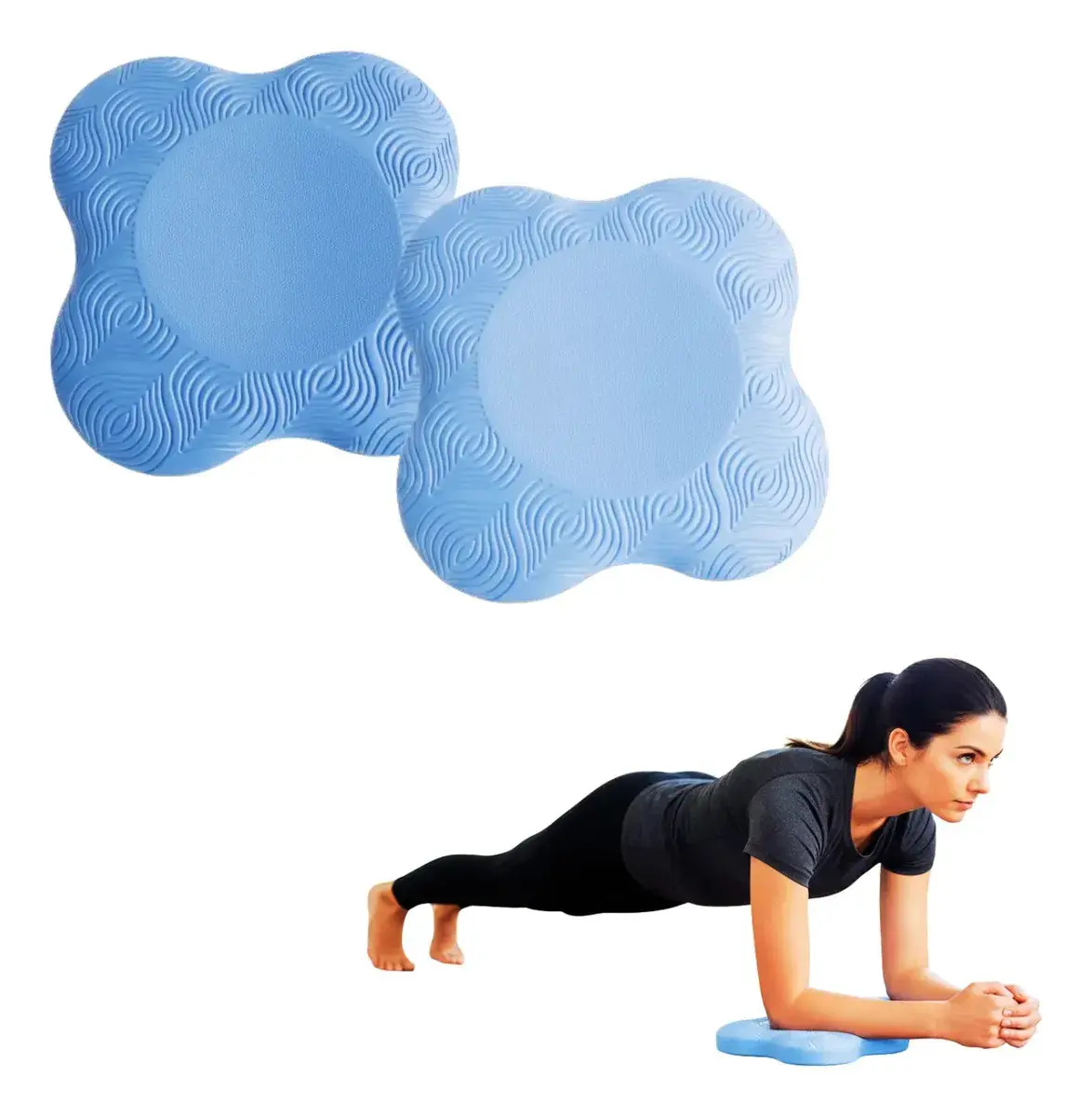 2 Almofada Apoio Yoga Pilates Suporte Joelho Cotovelo Ioga Azul