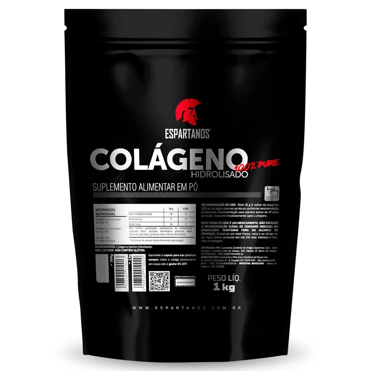Colágeno Hidrolisado Sabor Neutro 1kg - Espartanos - 1