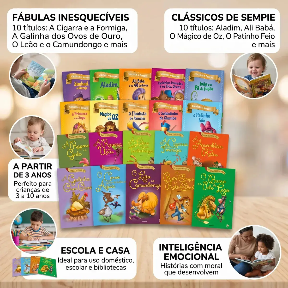 Livros Infantis Kit 30 Volumes Contos Clássicos Fábulas Histórias Coletânea Ouro Inesquecíveis Sempre Ilustrado Educativo Literatura Presente Criança Conto de Fada Português Louis Riel thumbnail 3