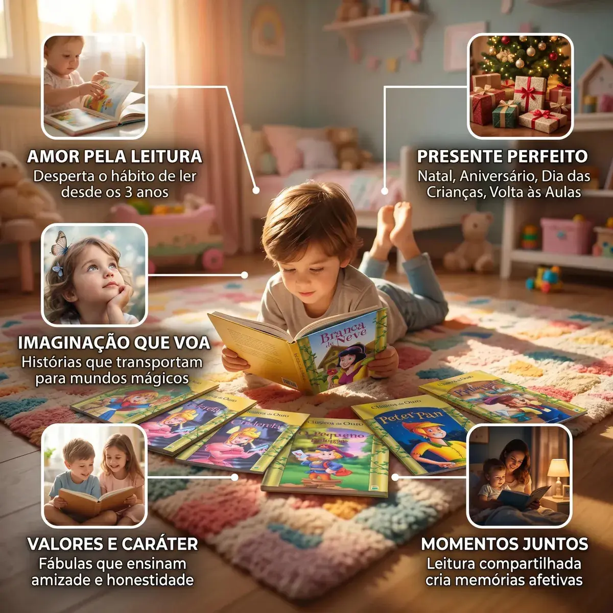 Livros Infantis Kit 30 Volumes Contos Clássicos Fábulas Histórias Coletânea Ouro Inesquecíveis Sempre Ilustrado Educativo Literatura Presente Criança Conto de Fada Português Louis Riel thumbnail 4