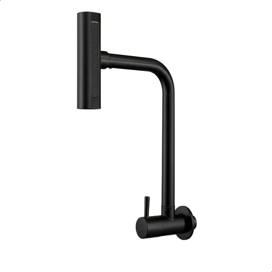 Torneira Gourmet Cozinha 4 Jatos Rotativa Aço Inoxídável - SOFT INOX (PAREDE, PRETO)