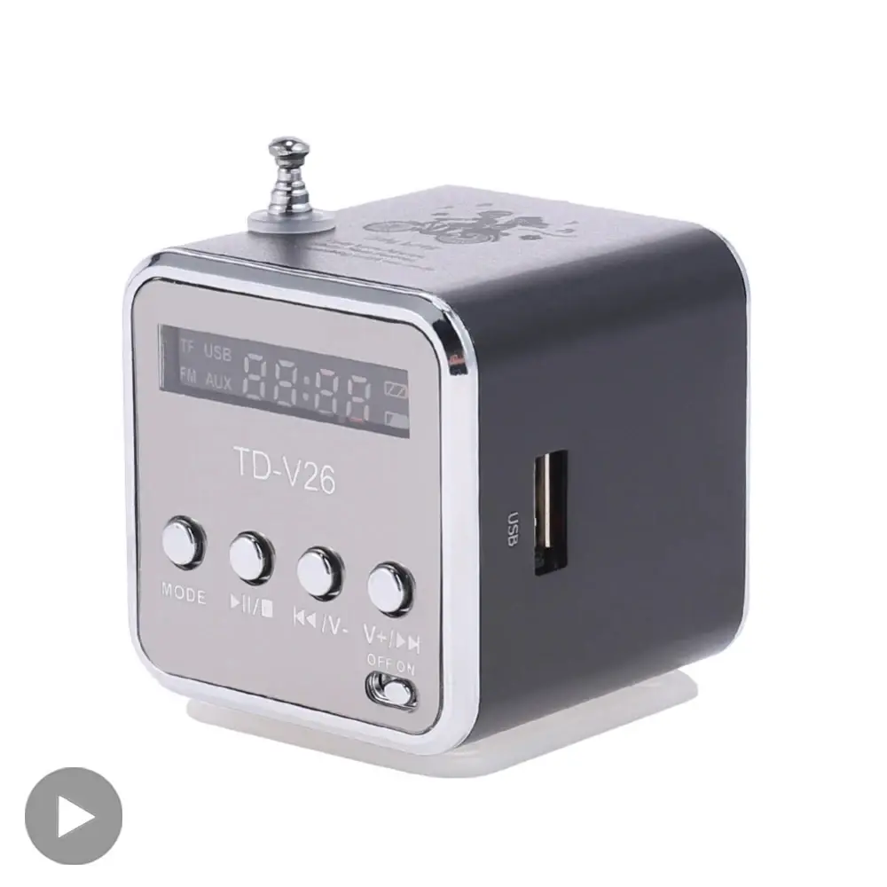 TD-V26 portátil mini alto-falante bluetooth com tela rádio fm mp3 player suporte cartão tf para telefone portátil - 1