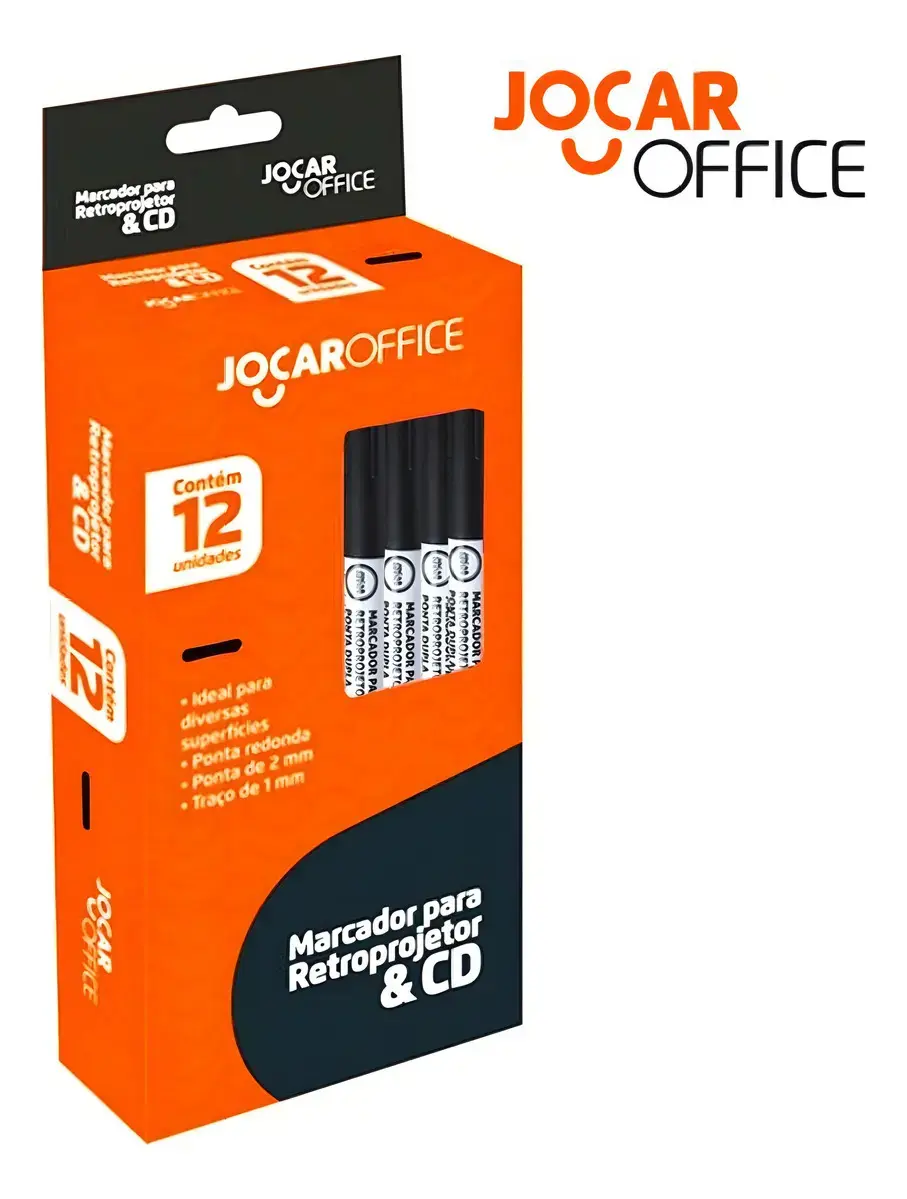 Marcador Retroprojetor Cd 2.0mm Jocar Preta Cx12 - 1