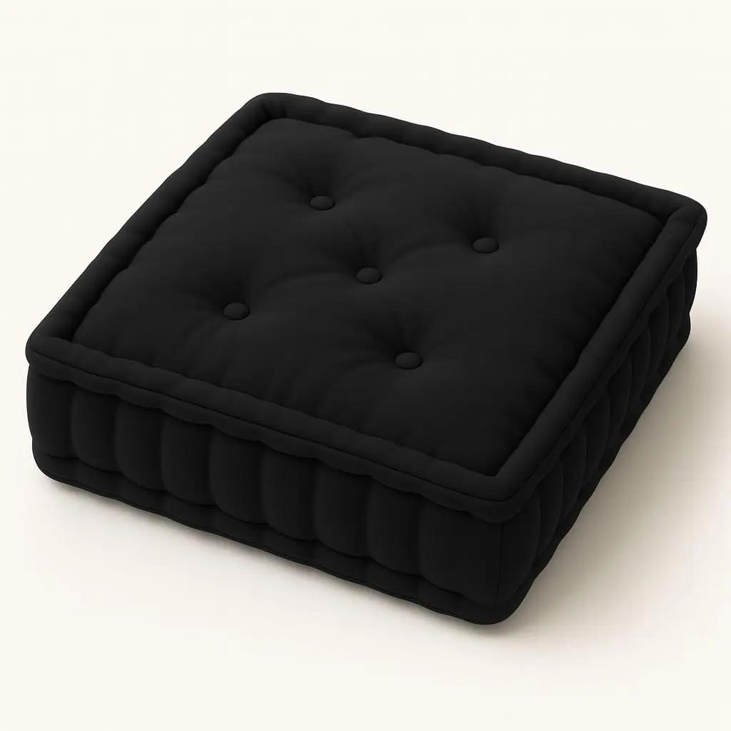Almofada Futon Turca Oxford 50x50x12 cm para Banco e Palete(Preto) | Almofada quadrada de 50 x 50 x 12 cm, ideal para bancos, cadeiras, paletes e assentos auxiliares.