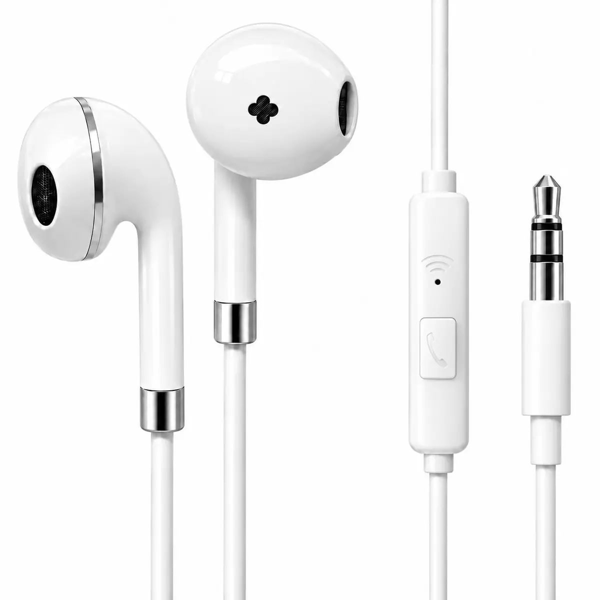 Fone de Ouvido P2 3,5mm com Microfone, Driver 14,2mm e Graves Potentes | Encaixe Confortável, Cabo 1,2m, Controle no Fio, Ajuste Aberto, Branco ou Preto Sortido