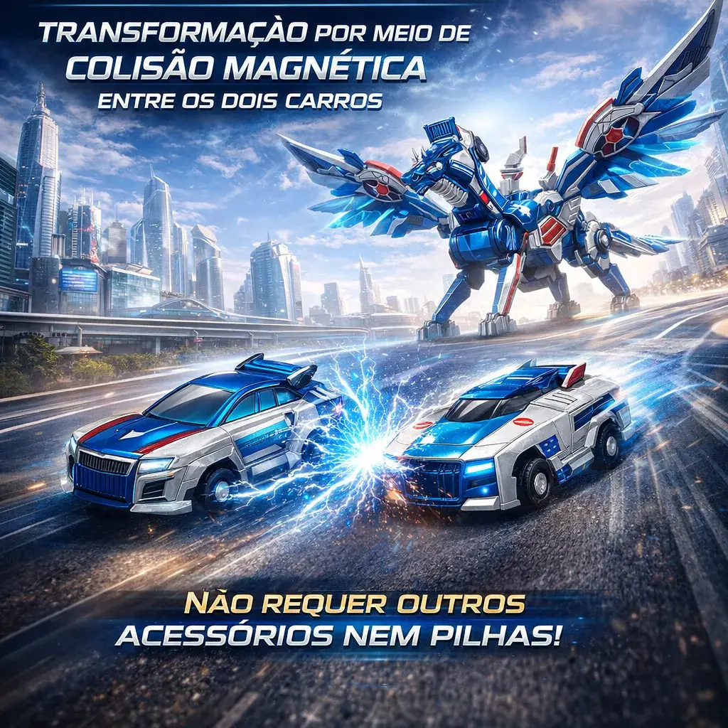 Brinquedo Infantil Carrinho 2 Em 1 Transforma Em Dragão Azul Covei Toys thumbnail 2