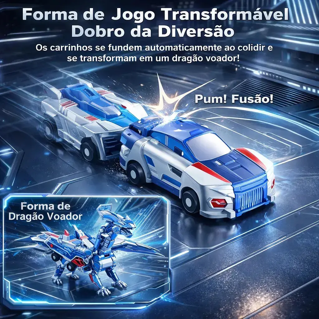 Brinquedo Infantil Carrinho 2 Em 1 Transforma Em Dragão Azul Covei Toys thumbnail 6