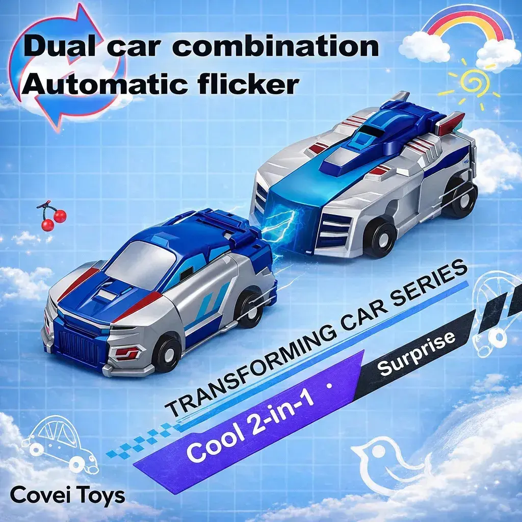Brinquedo Infantil Carrinho 2 Em 1 Transforma Em Dragão Azul Covei Toys thumbnail 7