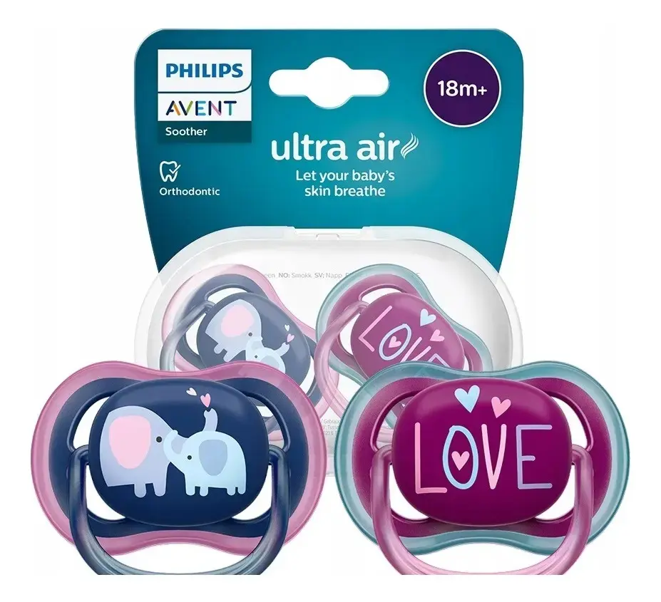 Chupeta Avent Ultra Air Love Roxa Azul +18 Meses SCF349/22