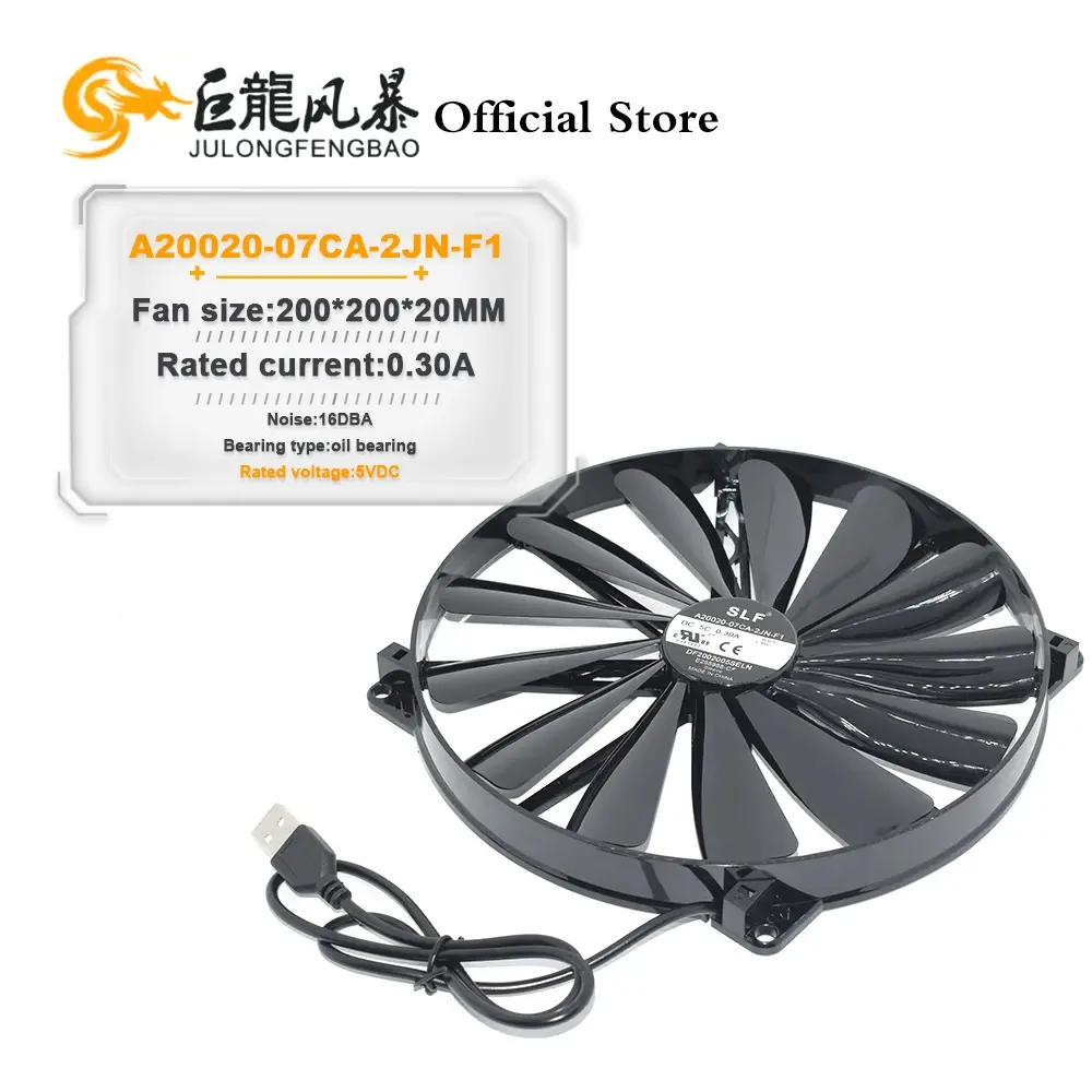 A20020-07CA-2JN-F1 DF 2002005 SELN Novo DC5V 0.30A 20cm 200*200*20MM Para Master USB Notebook Base Ventilador de resfriamento - 1