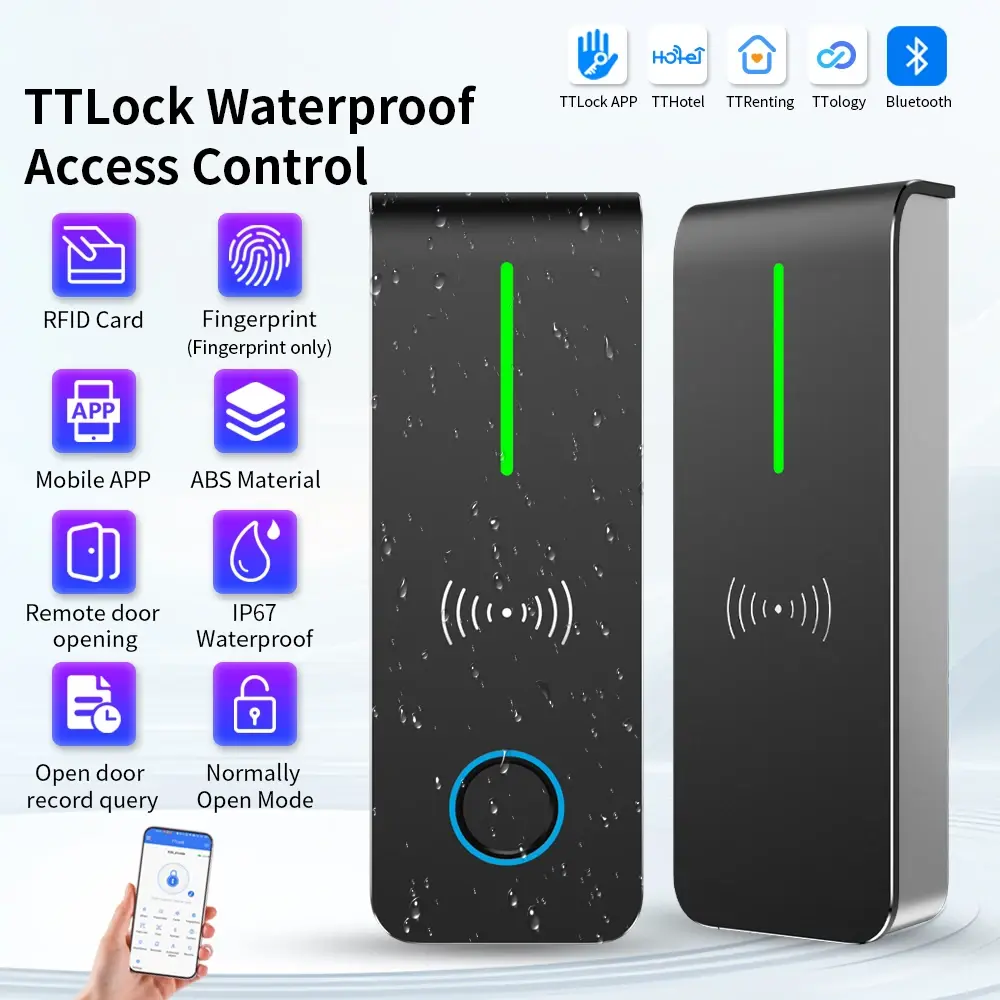 Fechadura Inteligente AN90-TT IP67 à Prova d'Água com Teclado de Controle de Acesso, Impressão Digital, Senha, Bluetooth, Cartão 13.56Mhz e Desbloqueio por Aplicativo para Uso Externo - 1
