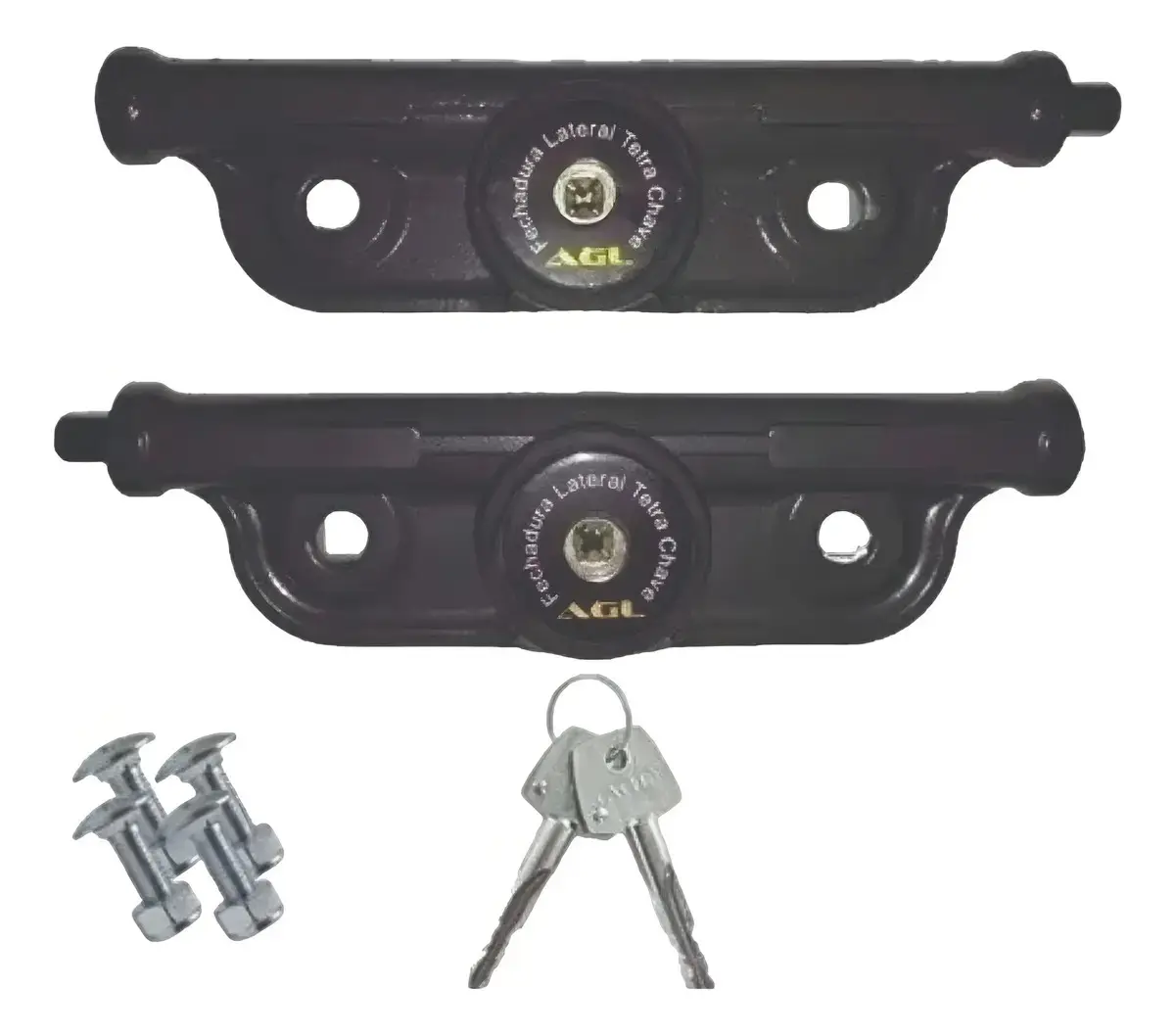 Fechadura para porta basculante AGL Porta Aço trava lateral aço comércio direita/esquerda cor preto acabamento alumínio com trinco inteiro