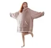 [Taxa Inclusa] Moletom com capuz cobertor usável, flanela grande e capuz sherpa para mulheres e homens, moletom aconchegante com bolso gigante - 1