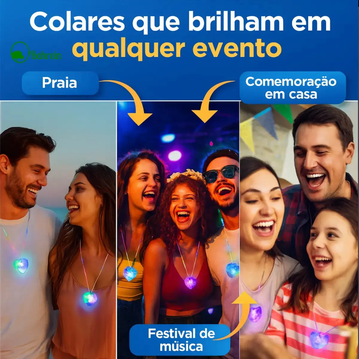 Kit com 20 Colares Luminosos De LED Que Pisca Para Festa Atacado Lembrancinha Aniversario Casamento Baladinha Bahrein thumbnail 3
