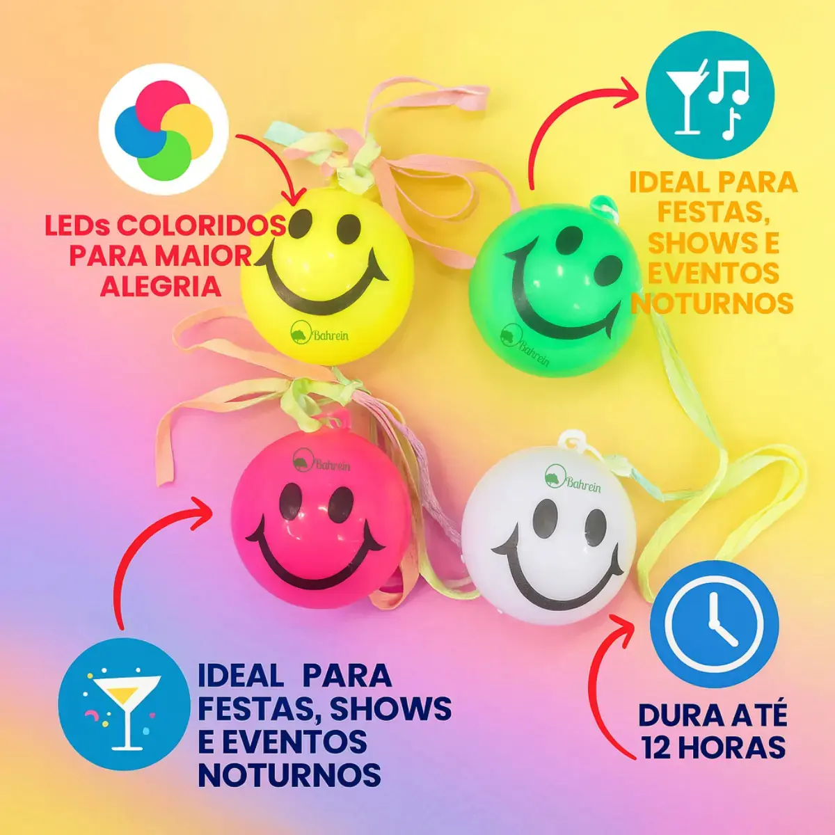 Kit com 20 Colares Luminosos De LED Que Pisca Para Festa Atacado Lembrancinha Aniversario Casamento Baladinha Bahrein thumbnail 4