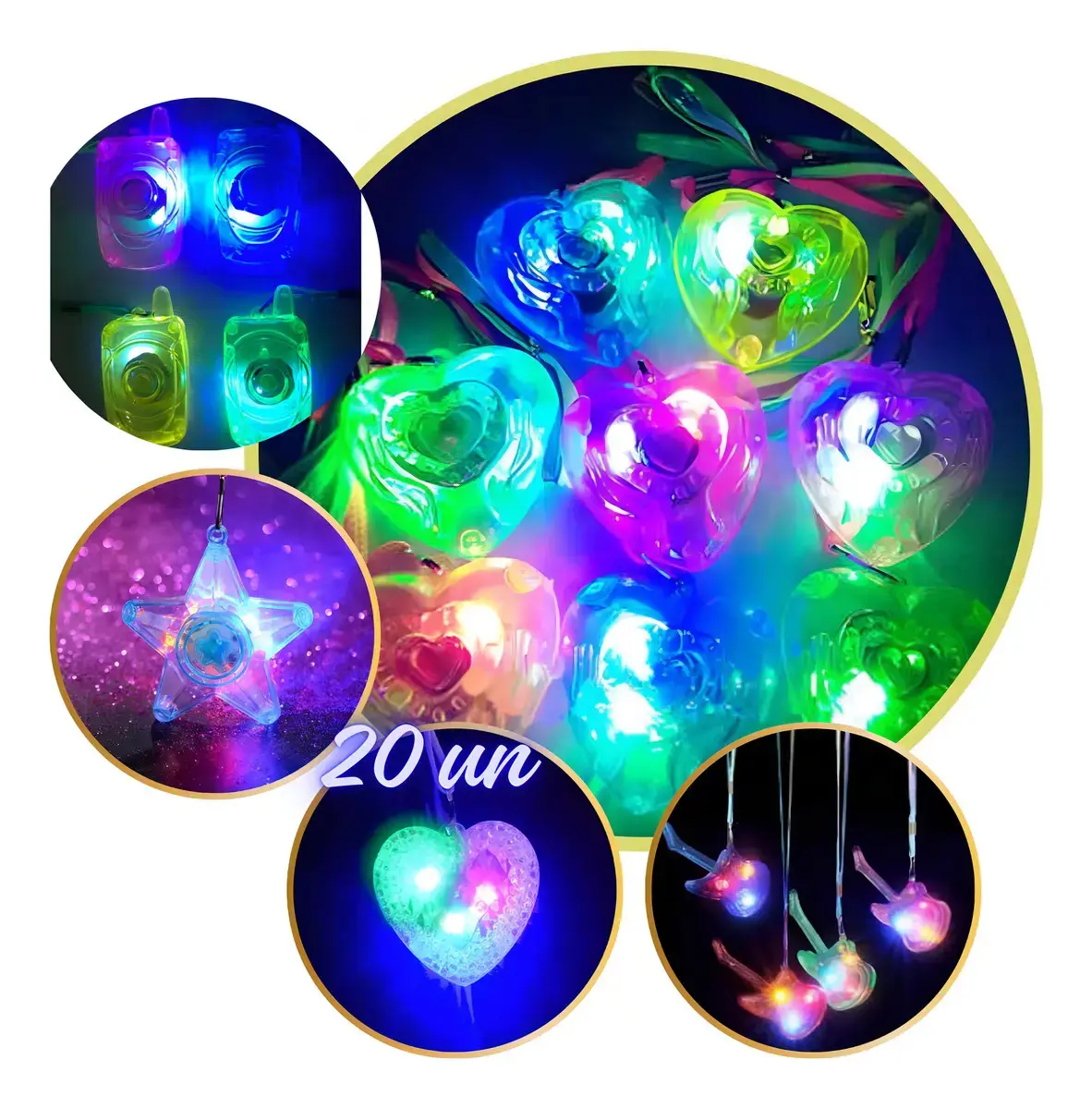 Kit com 20 Colares Luminosos De LED Que Pisca Para Festa Atacado Lembrancinha Aniversario Casamento Baladinha Bahrein thumbnail 6