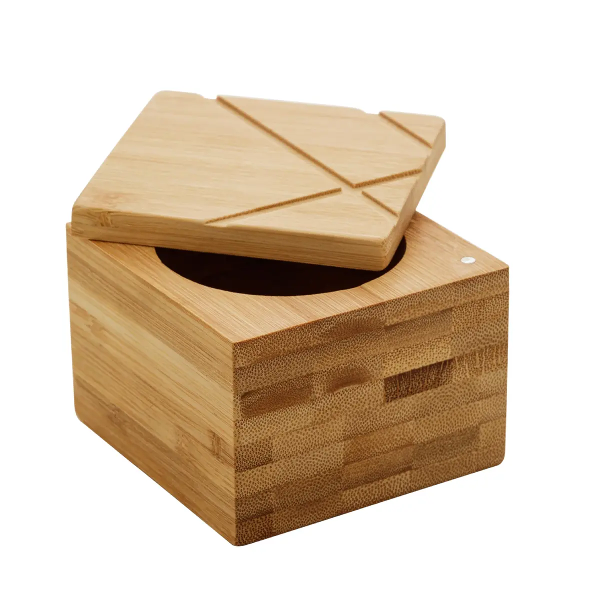 LYOR - Saleiro Quadrado de Bambu com Tampa 9cm x 9cm x 7cm - 1