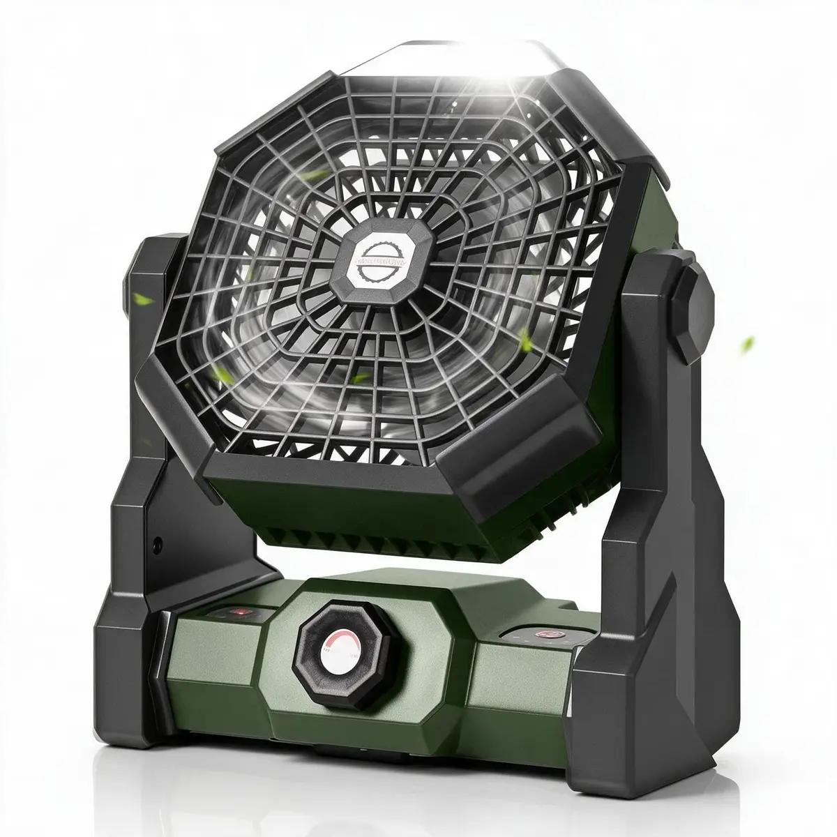 Ventilador de Acampamento, Luz LED, Ventilador Portátil, Ventilador de Acampamento Verde - 1