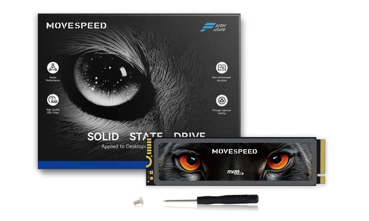 MOVE SPEED Unidade de estado sólido interna HB7450 de 4 TB para PS5 com dissipador de calor TLC NAND, SSD PCIe 4.0 NVMe M.2 - até 7450 MB/s, expansão de armazenamento 3D NAND, compatível com PS5