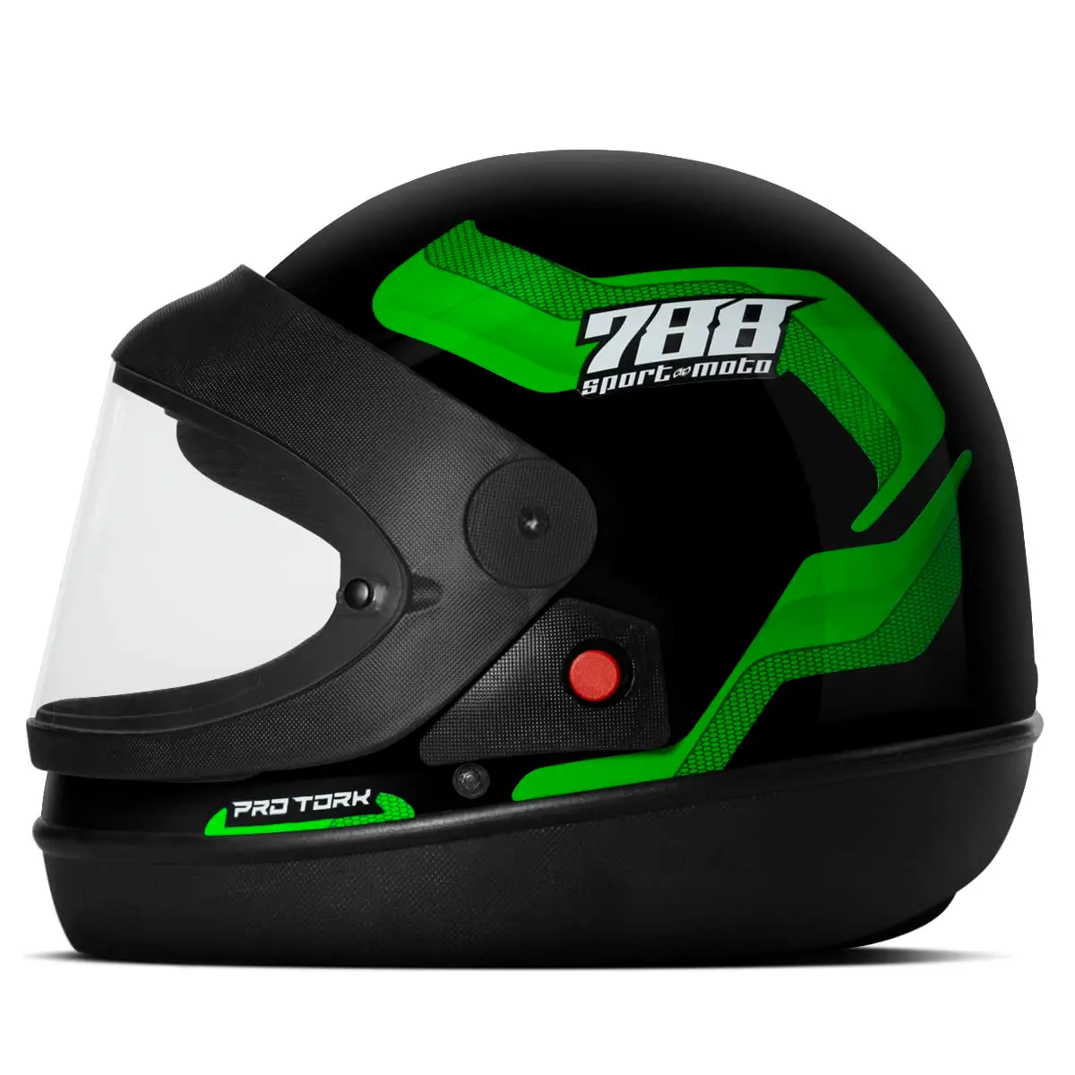 Pro Tork Capacete Moto Automático Sport Moto 788, Preto/Verde, Tam. 58