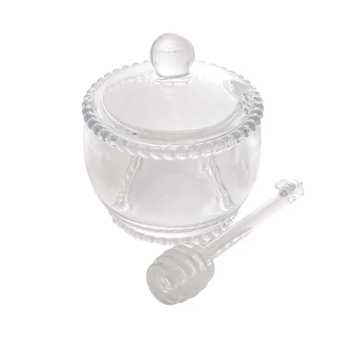 WOLFF - Meleira de Cristal com Colher - 10cm x 10cm x 11cm - Linha Pearl - 200ml - 1
