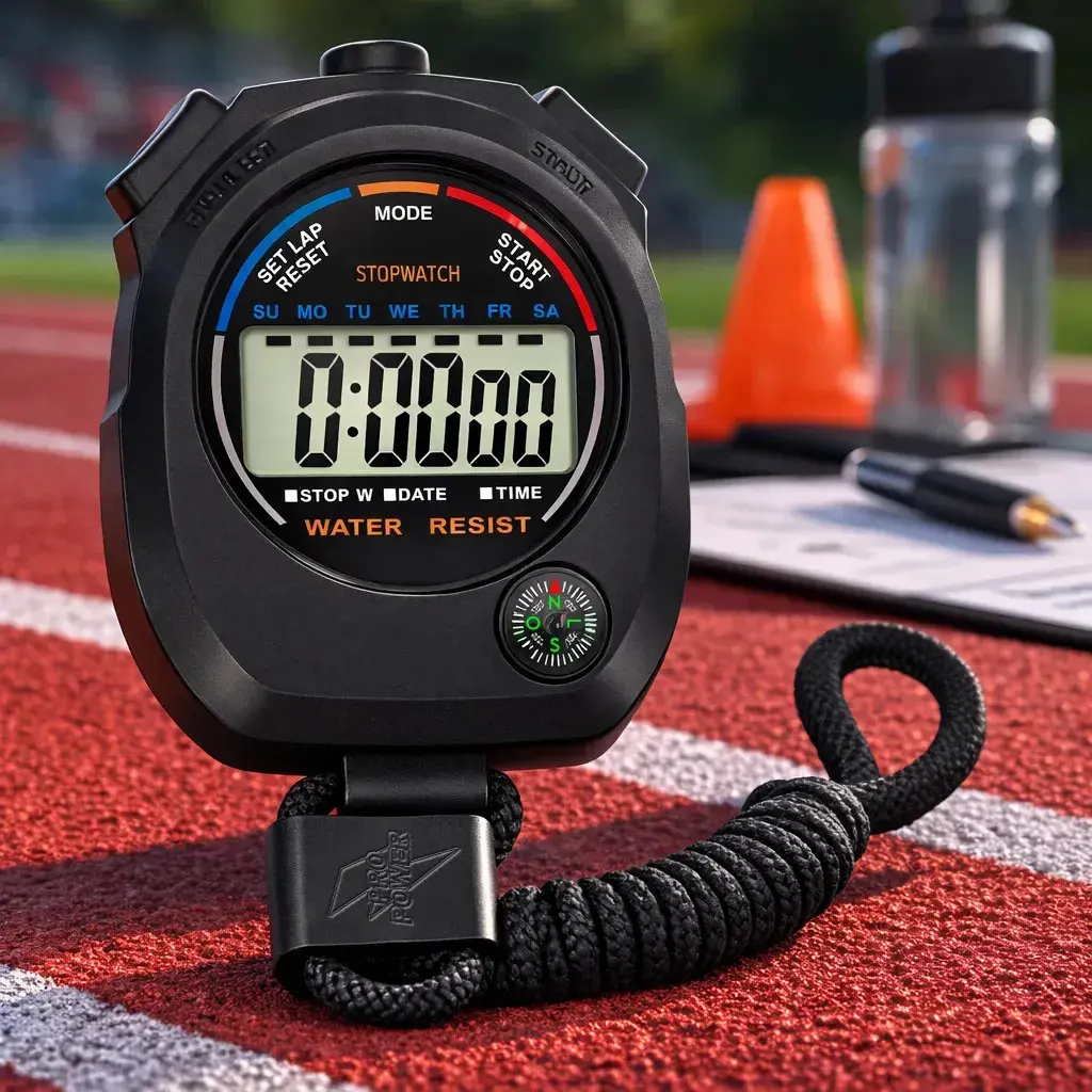 Cronômetro Digital Profissional Esportivo 1/100s Alarme Hora Data Bússola Portátil Display LCD Corrida Treino Natação Futebol Crossfit Preto Pro Power
