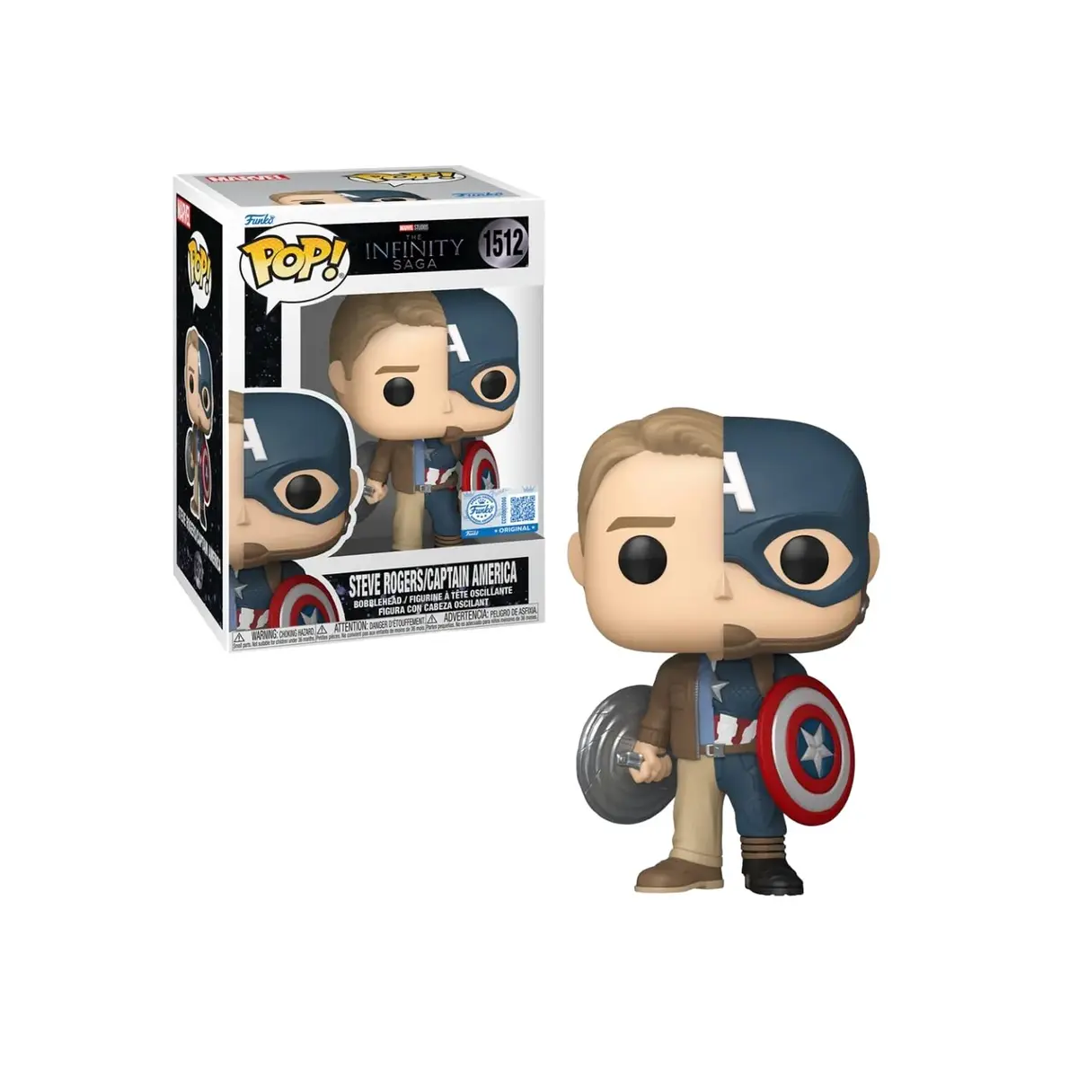 Candide, Boneco, Funko POP! Capitão América/Steve, Marvel Splits - 1
